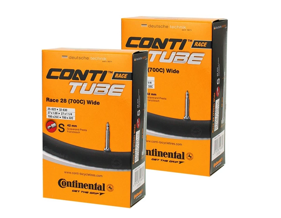 2x Continental Fahrradschlauch Race WIDE SV Schlauch 25/32-622/630 Rennrad 28"
