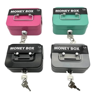 Small Cash Box with Money Tray and Lock, Metal Cash Lock Box with Key