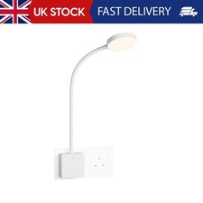 Dimmable Plug in LED White Wall Reading Light Flexible Bedside Lighting 4000K