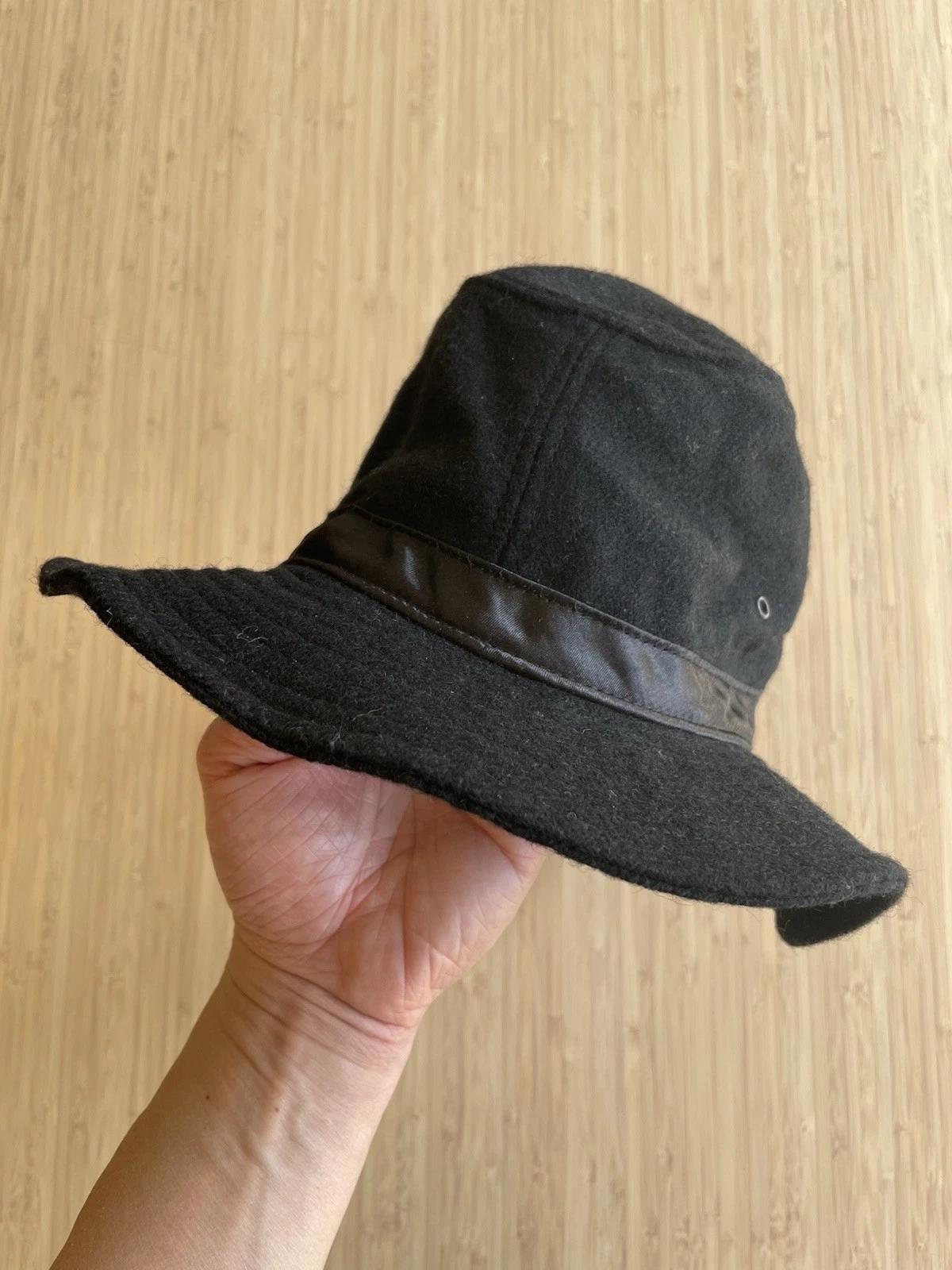 A.P.C. Black 100% Shetland Wool Fedora / Bucket Hat - Size M - Made in Italy