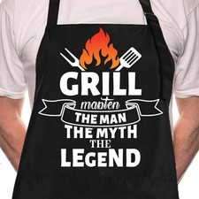 Funny Black Chef Aprons for Men Adjustable BBQ Kitchen Cooking Apron
