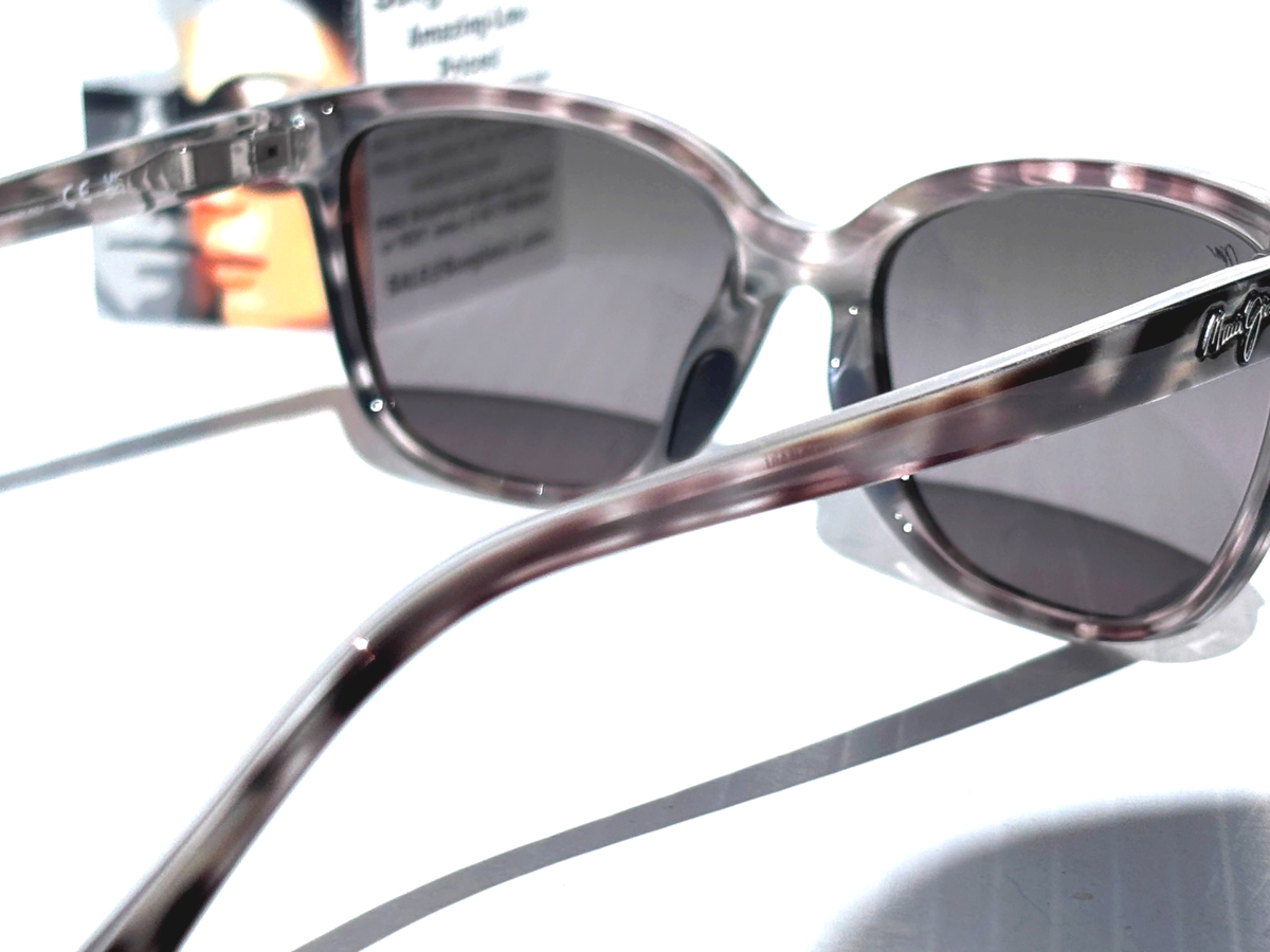 Maui Jim Honi MJ758-11S Sunglasses Gray Cat Eye‎ Frame 54-18-140 Italy H11044 Maui Jim HONI Grey Tortoise Stripe POLARIZED Grey GLASS Lens  main image 3