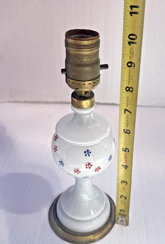 Small Vintage Table Lamp Floral Milk Glass Lamp Base Needs Wiring
