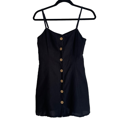 Urban Outfitters Button-Down Strappy Back Linen Dress Black Women's XS |  eBay