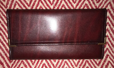 NEW VTG Burgundy Princess Gardner Cow Hide Leather Checkbook - Main Image