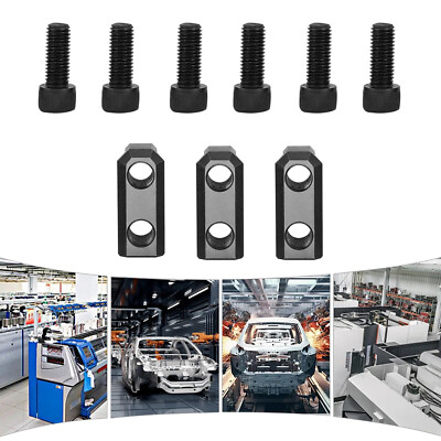 For 8'' 3-jaw Hollow Chuck T Nut Set - 30-35 HRC - 45# Steel - Set of 3 w/ 6 bolt
