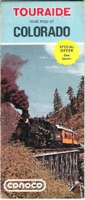1971 CONOCO OIL Silverton Steam Train Road Map COLORADO Denver Pueblo Pikes Peak