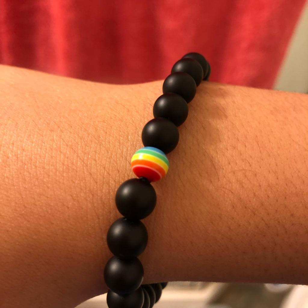 BodyJewelryonline Bracciale In Pelle Intrecciata Nera Con Chiusura Magnetica Arcobaleno - 8 Pollici - Gay Pride - Ipoallergenico - 5