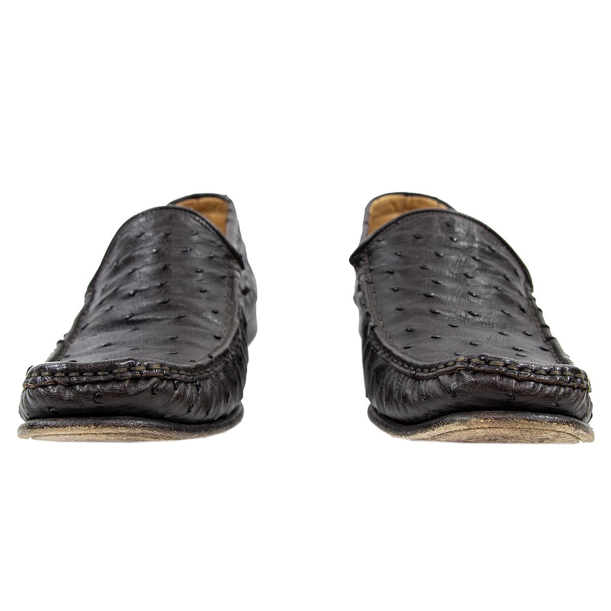 Kiton Napoli Genuine Ostrich Leather Loafers Luxury Shoes Men\'s Size 9 Kiton Napoli Chocolate Brown 100% Ostrich Leather Loafers  main image 2