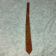 Barneys New York Mens Tie Necktie Brown Red Circle Formal Straight Pattern Neck