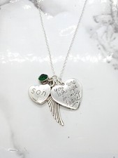 "You are always in my heart" Memorial Necklace for Son - Sympathy Gift