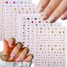 9Pcs Colorful Glitter Star Nail Stickers Hollow Twill Stars Stickers Style-12