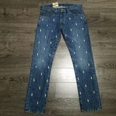 POLO RALPH LAUREN Sullivan Slim Embroidered Denim Jeans mens 31x32 Pony | eBay