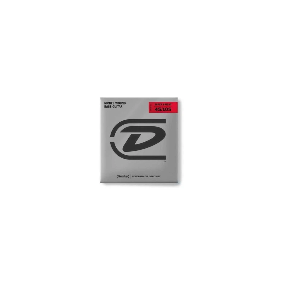 DUNLOP Basse Super Brillante Nickel 4-Cordes Medium 045-105 - Photo 1/2