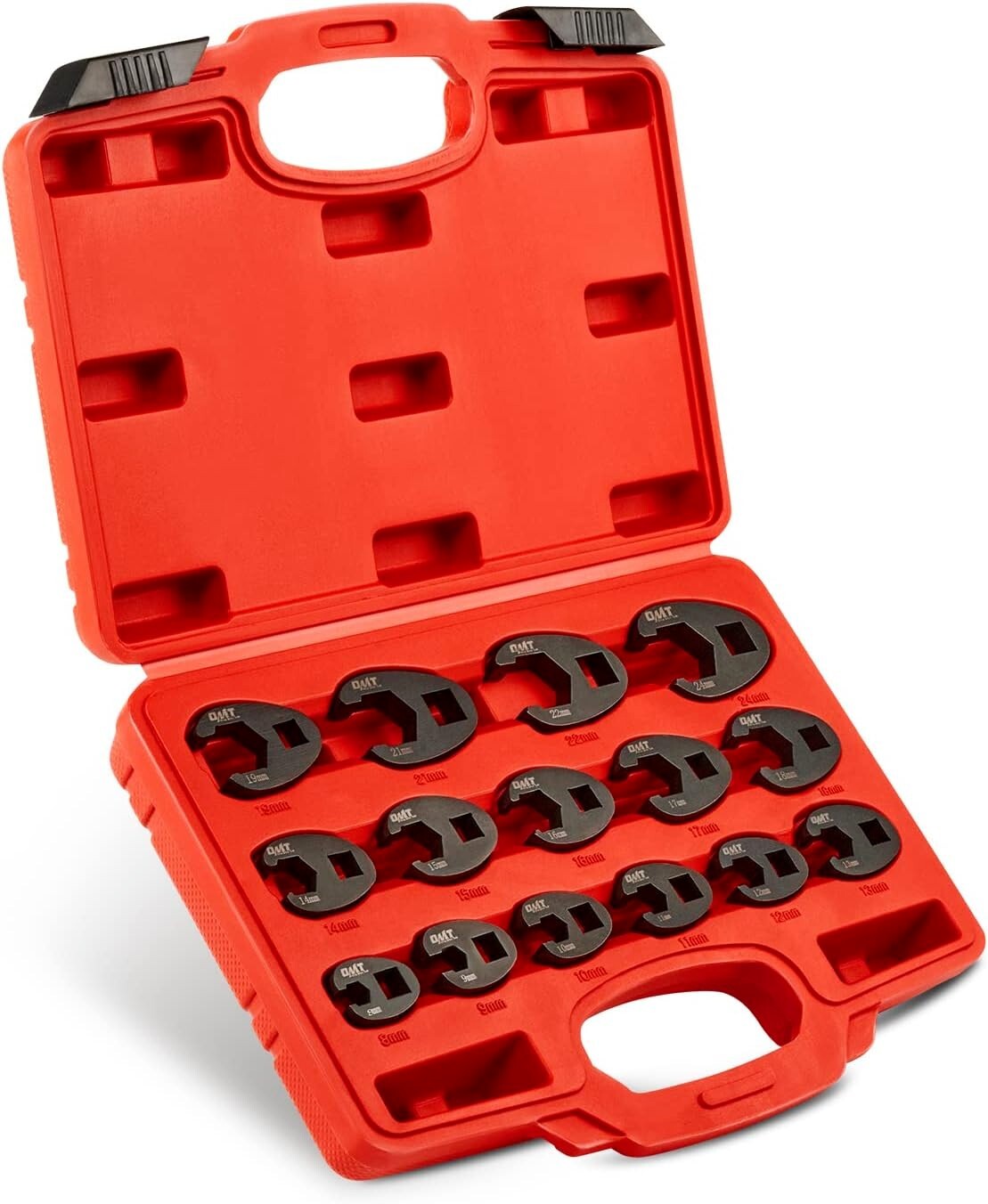 Set di chiavi 15 pz Aperte a Zampa Di Gallo per Raccordi tubi dell'olio 8-24mm