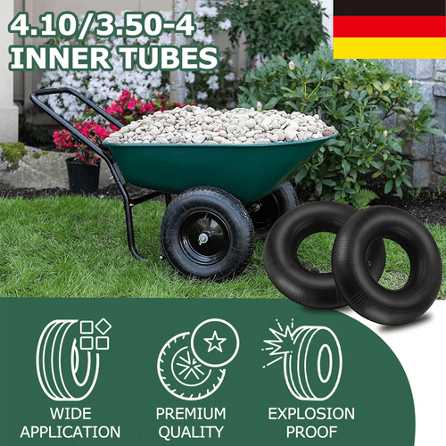 2 Stück Reifen Schlauch 4.10/3.50-4 für Schubkarre Bollerwagen Gartengeräte DE - Bild 3 von 10