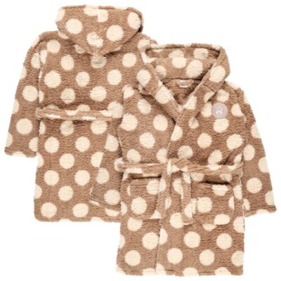 Hibernian Polka Dot Hooded Fleece Robe - Beige - Womens | eBay UK