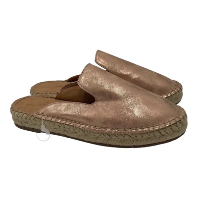 Universal Thread Clara Rose Gold Microsuede Metallic Espadrille Flats Mules 5.5