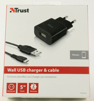 @ Trust Wall Ladegerät Ladestecker Handy Tablet Netzteil Ladekabel Micro USB 610