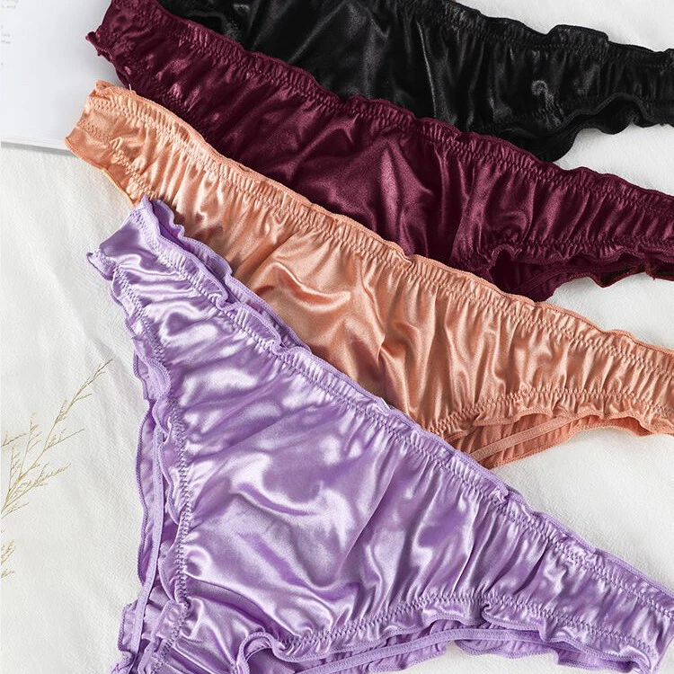 4 Pack Lot Sexy Womens Satin Panties Thong High Cut Underwear G string Bikinis - Image 3 of 4