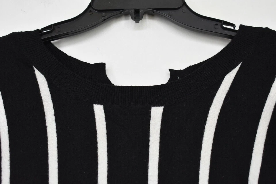 Suéter Pullover Umgee EE. UU. Mujeres Blanco Rayas Manga Larga Acanalada Cuello Atado S Foto 3 de 4