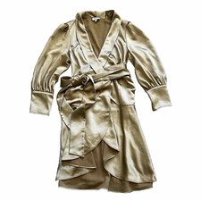 S’EDGE GOLD WRAP DRESS SIZE SMALL SOPHISTICATED MODERN CHIC EVENT PARTY DATE