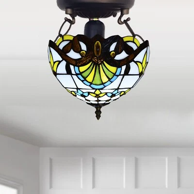 CASPERI EINZIGARTIGE TIFFANY-STIL GLAS HANDGEFERTIGTE DECKENLEUCHTE/LAMPE Buntglas UK