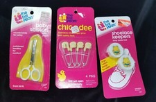 Vintage The First Years 1978 Duck Diaper Pin, 1988 Shoelace Keepers,1983 scissor