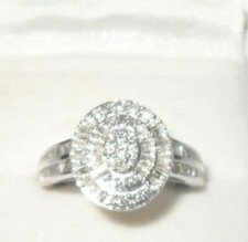 0.75ct Diamond Cluster Ring- 9ct White Gold- size- N (QVC )