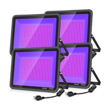 500W 4 Pack LED Black Light,Black Flood Light Outdoor with Plug and Switch, I...