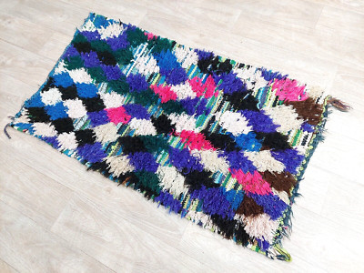 Moroccan Handmade Vintage Boho Rug Berber Carpet Colorful Geometric Runner 2x4