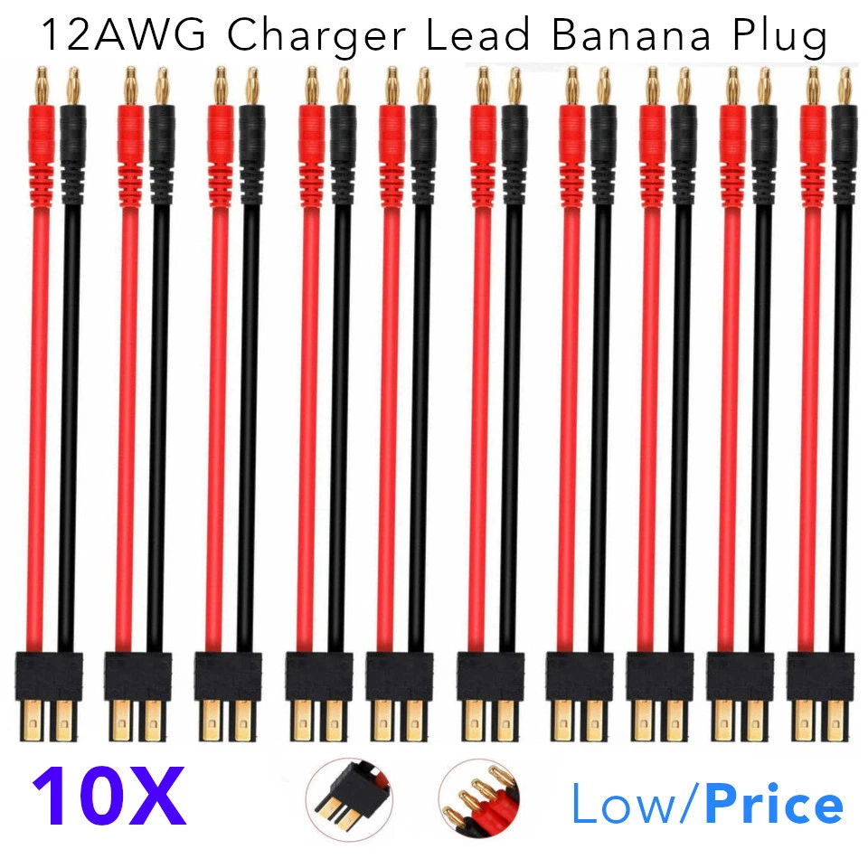 10X 12awg Charger Lead Banana Plug to Plug Connector for RC Car LiPo