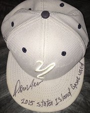 Domingo Acevedo New York Yankees Signed 2015 Game Used Hat Cap Staten Island A