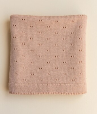 Hvid Bibi Merinowolle Babydecke - APRIKOSE - BRANDNEU MIT ETIKETT - UVP £ 76