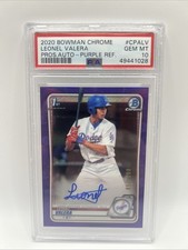 LEONEL VALERA 2020 BOWMAN CHROME PURPLE Refractor RC 33/250 AUTO PSA 10 Dodgers