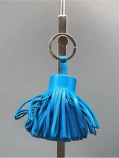Hermes Blue Leather Tassel Key Charm