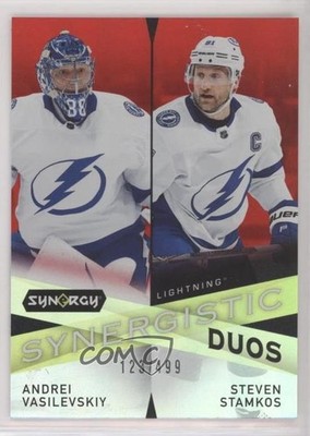 2022 Upper Deck Synergy Red 123/499 Andrei Vasilevskiy Steven Stamkos #SD-15 z6b