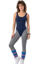 Body Wrappers VTG 80s Low Cut Aerobics Cotton Tank Leotard CoolMax Liner Size S