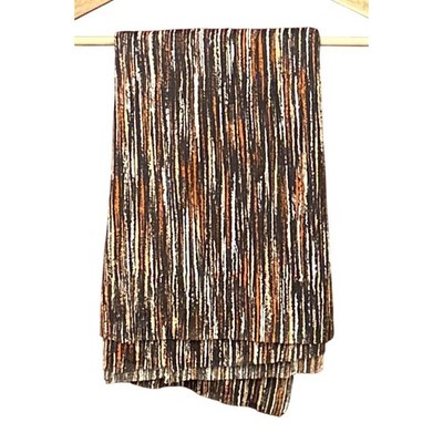 Striped Wide Leg Pants Brown Orange White Black Casual Boho Casual Size Medium