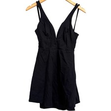 Lulus Black V Neck Fit and Flare Mini Dress Spaghetti Straps Size S