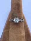 Vintage Art Deco Style R-G Signed Sterling Silver with CZ's Ring - Size 6-1/2