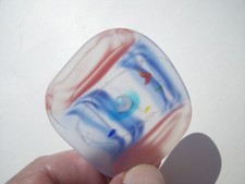 Sea Glass, Beautiful Red/Orang Blue and White Design