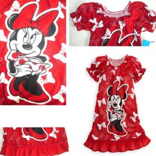 NWT Disney Store Minnie Mouse Red Ruffle Nightgown Girls XXS 2/3 Bows Pajamas