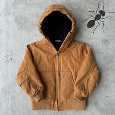 Vintage Y2K Carhartt YOUTH brown hooded work wear jacket