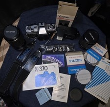 Vtg Minolta X-370 Camera With Extras Set Of 2 Lenses  Bag Untested