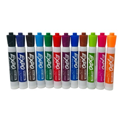 12 Markers Expo Dry Erase Markers Assorted Color Chisel Tip