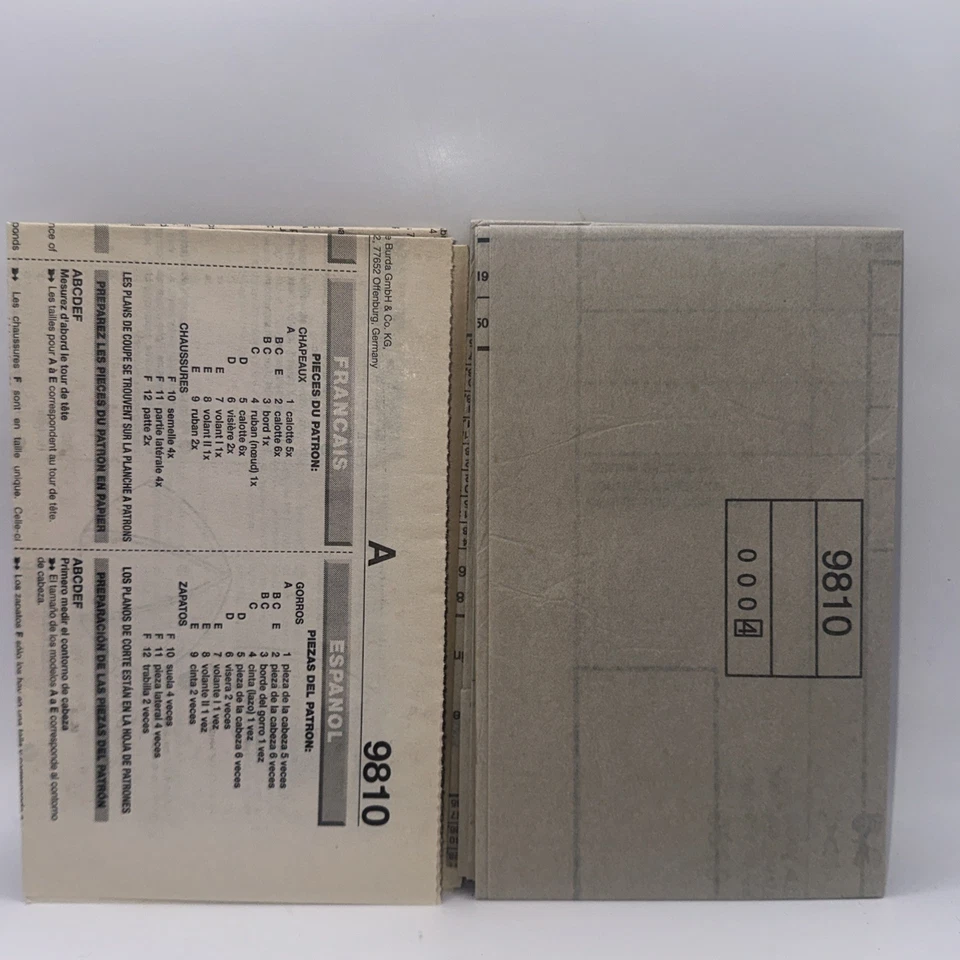 Burda 9810 Sewing Pattern Child Hat And Slippers Baby Toddler New Uncut - Image 3 of 3