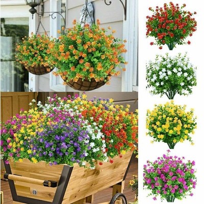2-30PC Artificial Flowers Fake Outdoor UV Resistant Boxwood Plants Shrubs Decor