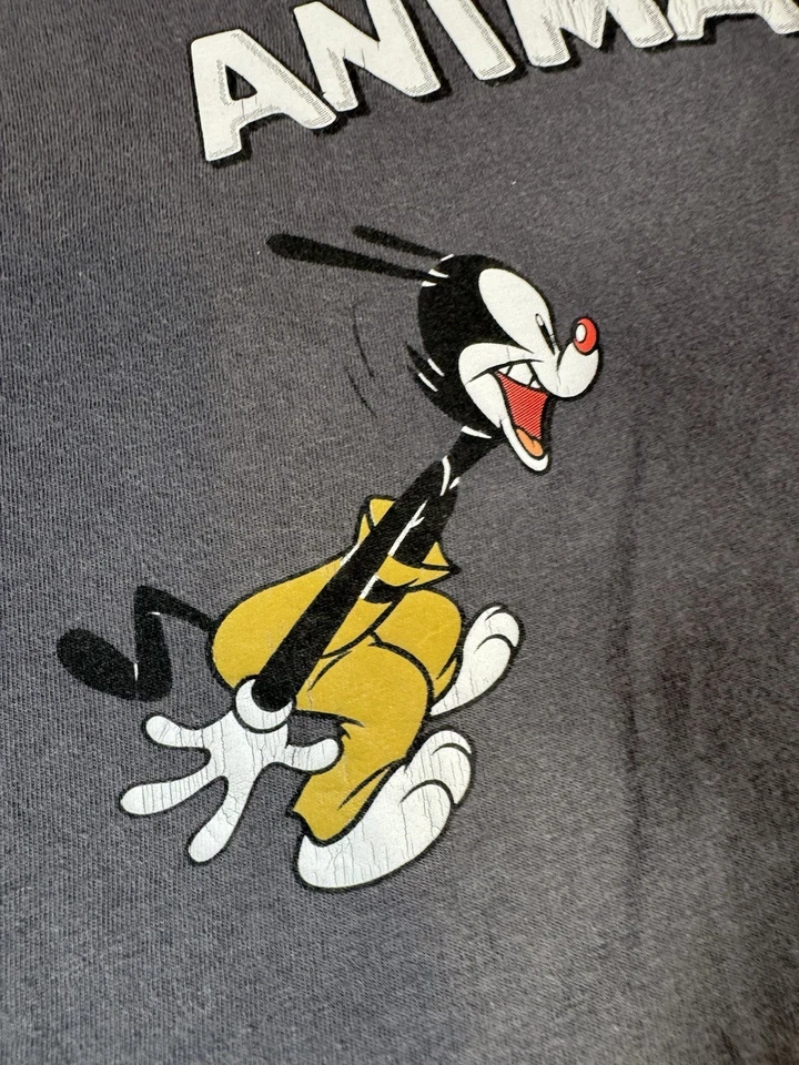 Camiseta Vintage Animaniacs 1997 Grande Gris Desteñido Foto 4 de 4