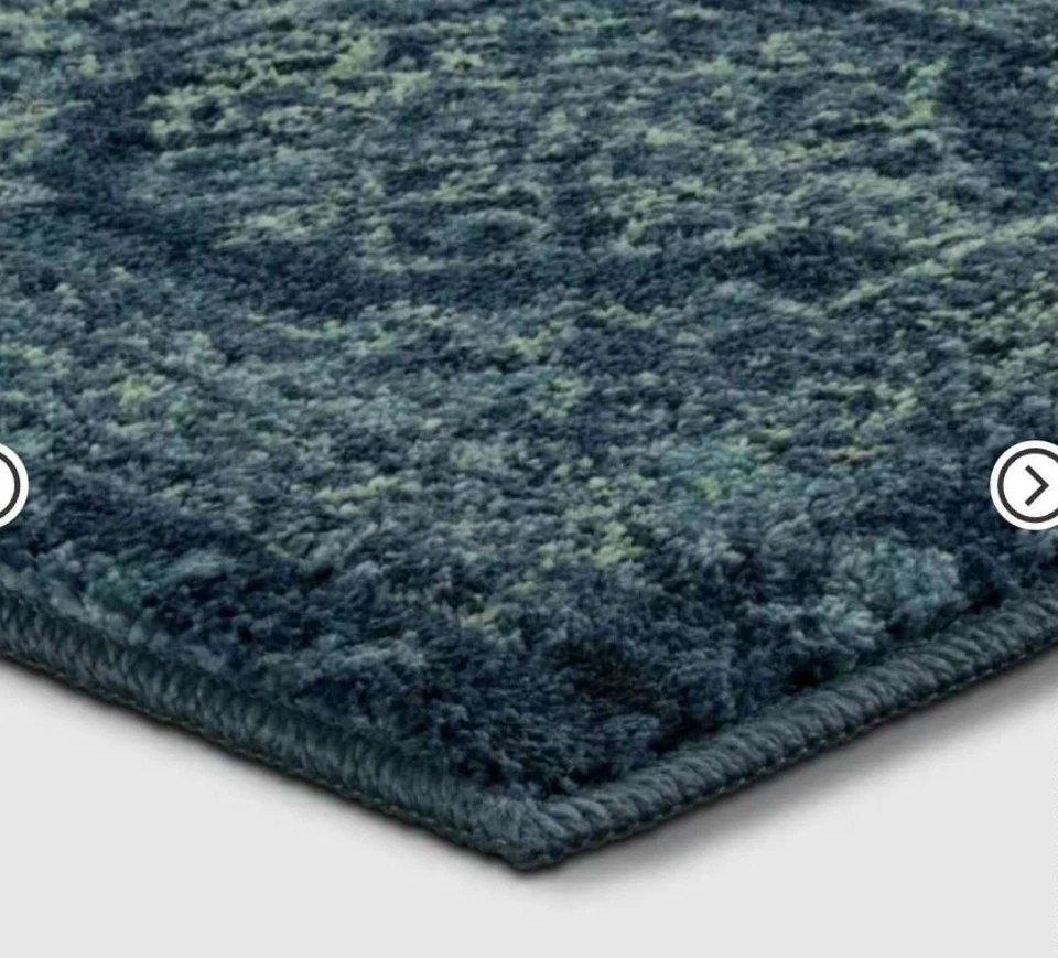 New. Beautiful. New. Beautiful 2'×7' Overdyed Distressed Area Rug Blues & Teals - Image 2 of 3